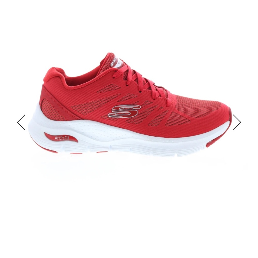 Skechers Arch Fit Vivid Memory Womens Red Canvas Athletic Cross Training Shoes